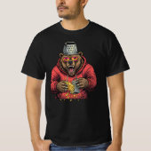Angry Bear Grating Cheese with Cheese Grater Hat T-shirt (Voorkant)