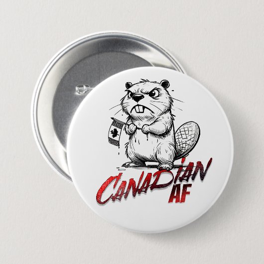Angry Beaver Canadian AF Ronde Button 7,6 Cm (Voorkant /achterkant)