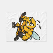 Angry Bee Ice Hockey Player Strong Insect Fleece Deken (Voorkant (Horizontaal))
