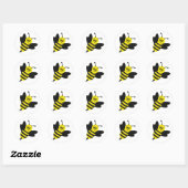Angry Bee icon Ronde Sticker (Vel)