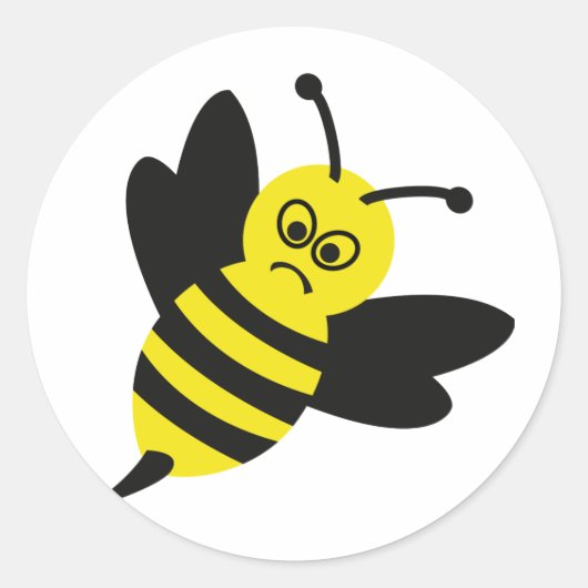 Angry Bee icon Ronde Sticker (Voorkant)