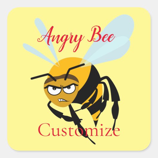 Angry Bee Thunder_Cove Vierkante Sticker (Voorkant)