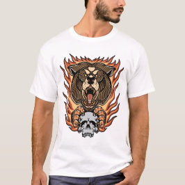 Angry beer met schedel tattoo illustratie t-shirt