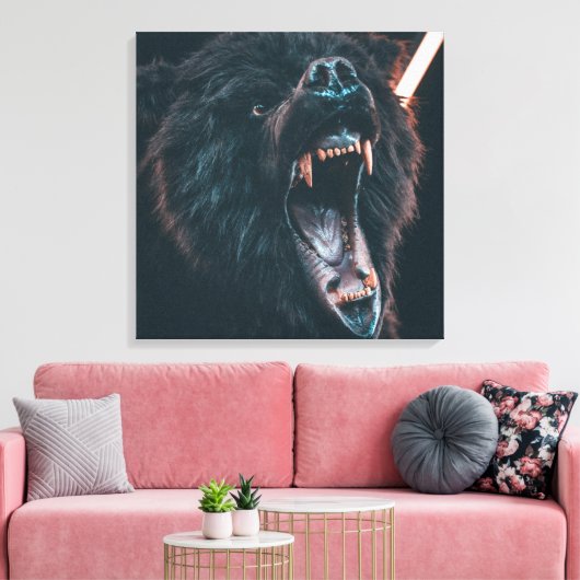 Angry Beer Teeth Black Beer Growl Canvas Afdruk (Insitu (Woonkamer))