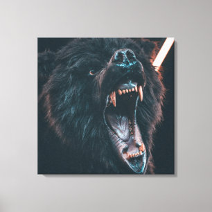 Angry Beer Teeth Black Beer Growl Canvas Afdruk