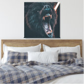 Angry Beer Teeth Black Beer Growl Canvas Afdruk (Insitu (Slaapkamer))