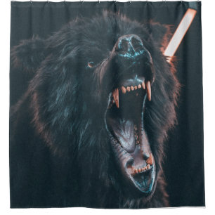 Angry Beer Teeth Black Beer Growl Douchegordijn