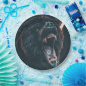 Angry Beer Teeth Black Beer Growl Papieren Bordje (Feest)