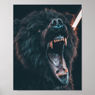 Angry Beer Teeth Black Beer Growl Poster