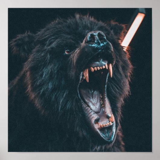 Angry Beer Teeth Black Beer Growl Poster (Voorkant)