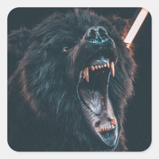 Angry Beer Teeth Black Beer Growl Vierkante Sticker (Voorkant)