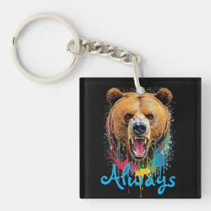 Angry beer waterverf splatter + quote "Altijd" Sleutelhanger