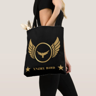 Angry Bird Text Goud Elegante Adelaar Logo Schoude Tote Bag