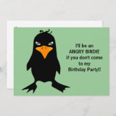 Angry Birdie Birthday Party Kaart (Voorkant / Achterkant)