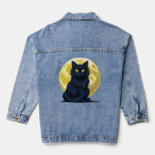 Angry black cat denim jacket (Achterkant)