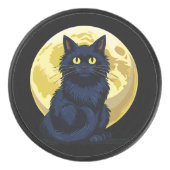 Angry black cat hockey puck (Voorkant)
