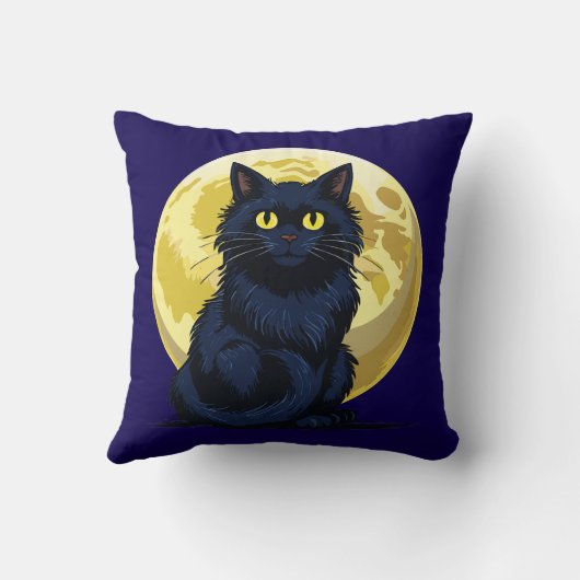 Angry black cat kussen (Achterkant)