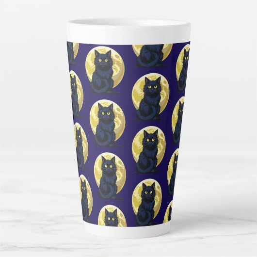 Angry black cat latte mok (Voorkant)