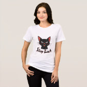 Angry Black Cat Minimal - BLIJF TERUG Tri-Blend Shirt (Voorkant volledig)