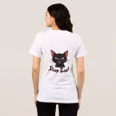 Angry Black Cat Minimal - BLIJF TERUG Tri-Blend Shirt (Achterkant volledig)