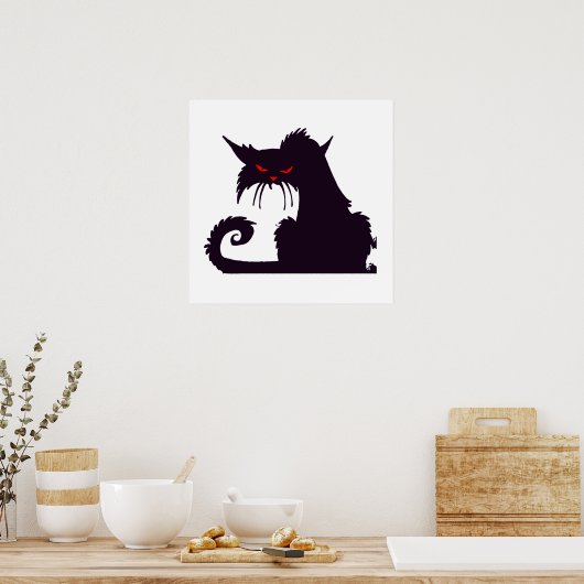 Angry Black Cat Poster (Keuken)