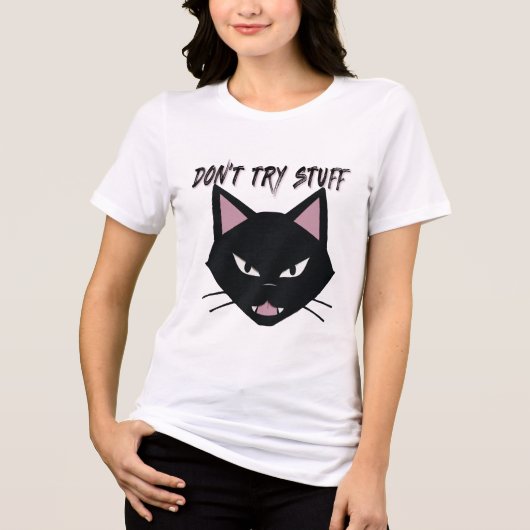 Angry Black Cat - Slanke minimalistische "PROBEER Tri-Blend Shirt (Voorkant)