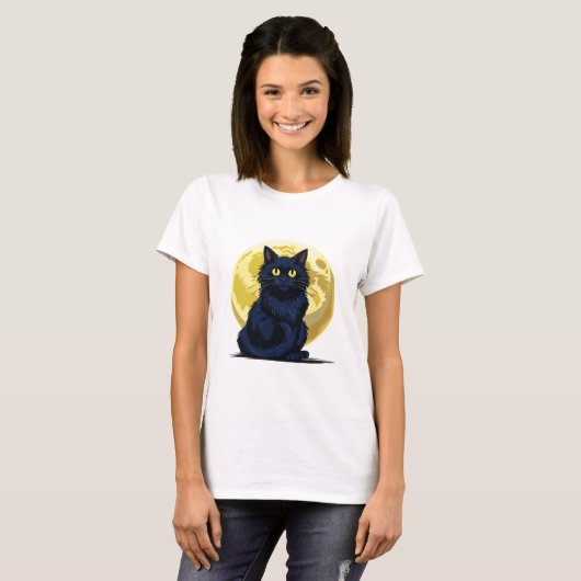 Angry black cat t-shirt (Voorkant volledig)