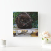 Angry Black Cat Vierkante Klok (Huis)