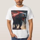 Angry Black Fiery Halloween Poesje Cat, T-shirt (Voorkant)