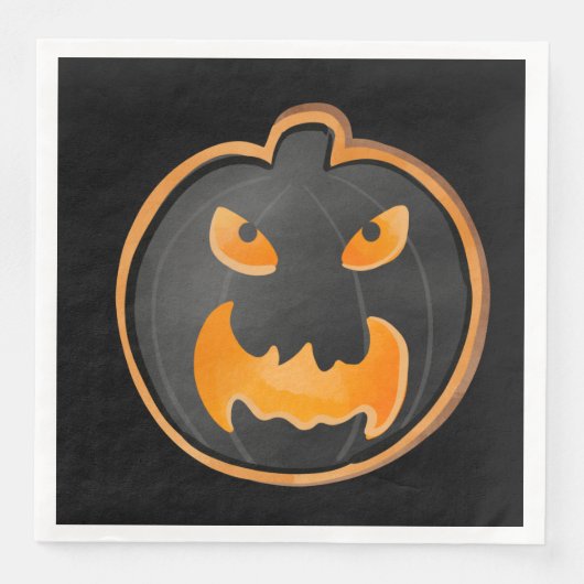 ANGRY BLACK ORANGE HALLOWEEN PUMPKIN SERVET (Voorkant)