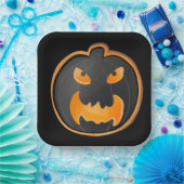 ANGRY BLACK ORANJE HALLOWEEN PUMPKIN PAPIEREN BORDJE (Feest)