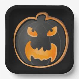 ANGRY BLACK ORANJE HALLOWEEN PUMPKIN PAPIEREN BORDJE