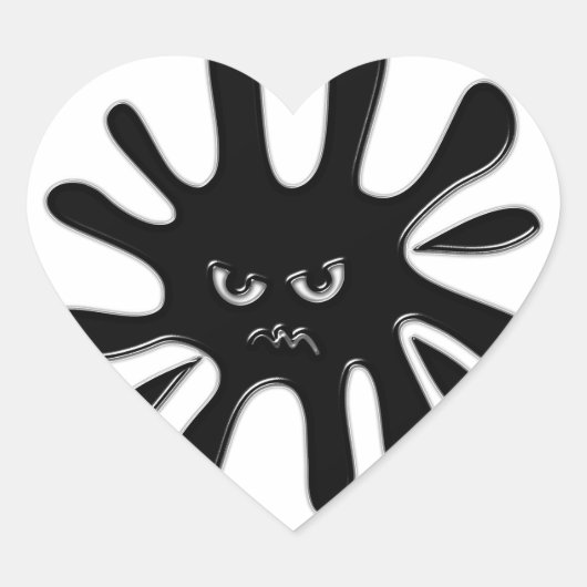 Angry Black Paint Splatter Hart Sticker (Voorkant)