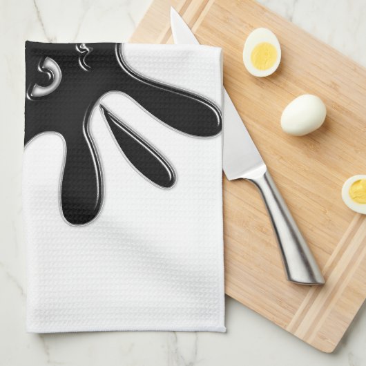 Angry Black Paint Splatter Theedoek (Quarter Fold)