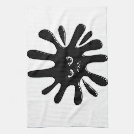 Angry Black Paint Splatter Theedoek (Verticaal)