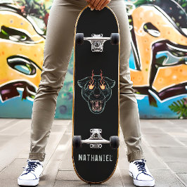 Angry Black Panther Cat Persoonlijke naam Persoonlijk Skateboard