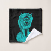 Angry Black Wolf in de nacht Bad Handdoek (Wasdoekje)