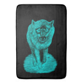 Angry Black Wolf in de nacht Badmat (Voorkant Verticaal)