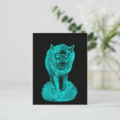 Angry Black Wolf in de nacht Briefkaart (Staand voorkant)