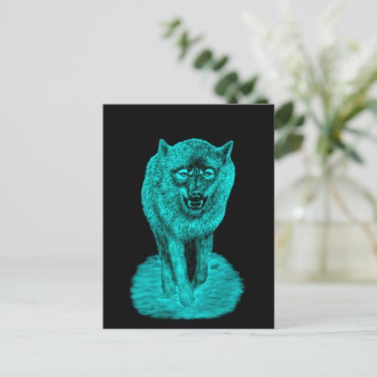 Angry Black Wolf in de nacht Briefkaart (Staand voorkant)