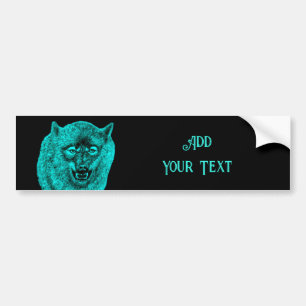 Angry Black Wolf in de nacht Bumpersticker