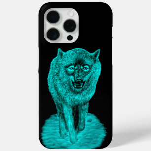 Angry Black Wolf in de nacht iPhone 15 Pro Max Hoesje