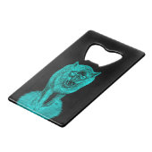 Angry Black Wolf in de nacht Creditkaart Flessenopener (Voorkant Gekanteld)