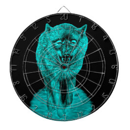 Angry Black Wolf in de nacht Dartbord