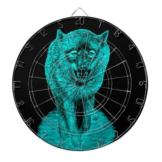 Angry Black Wolf in de nacht Dartbord (Voorkant)