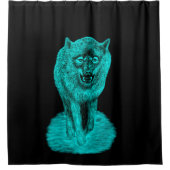 Angry Black Wolf in de nacht Douchegordijn (Voorkant)