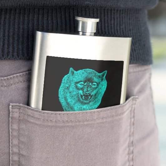 Angry Black Wolf in de nacht Flacon (Voorbeeld)