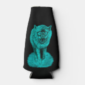 Angry Black Wolf in de nacht Flesjeskoeler (Voorkant)