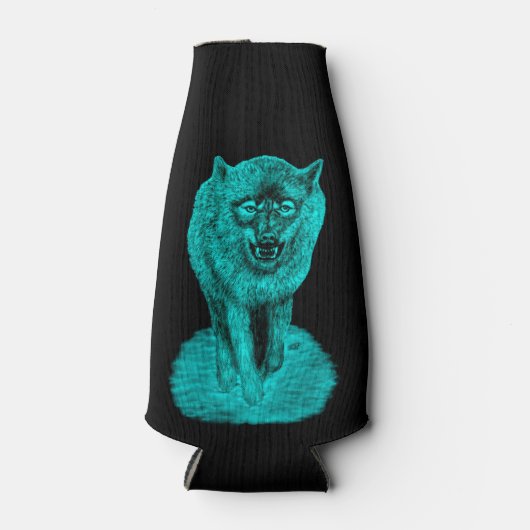 Angry Black Wolf in de nacht Flesjeskoeler (Voorkant)