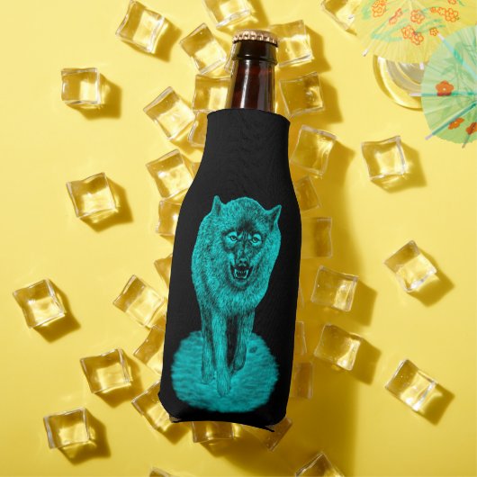 Angry Black Wolf in de nacht Flesjeskoeler (Insitu Zomer)